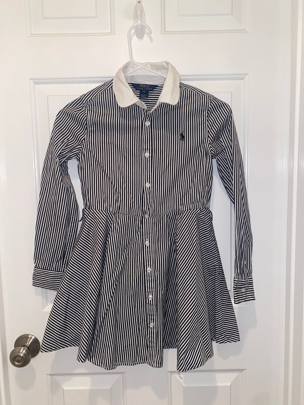 Polo Ralph Lauren Dress L/S Striped Black/White Uniform School Size Girls 10